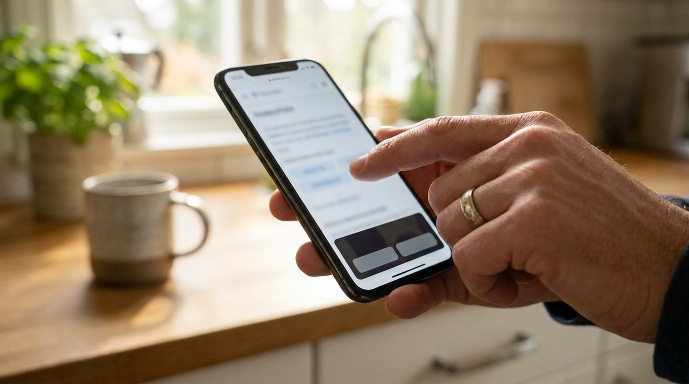 Phone screen showing a cookie consent banner on a local business website