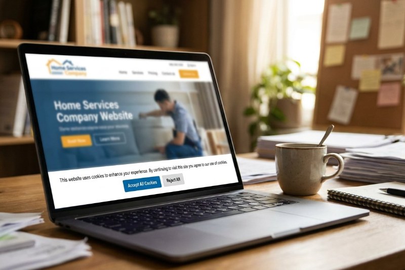 Cookie consent banner on a local business website